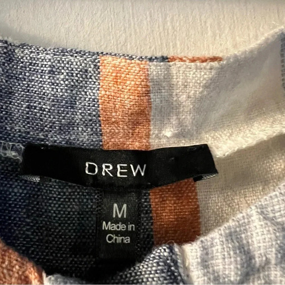 Drew Anthropologie Stripe Linen Cropped Tie Top Size Medium - Picture 9 of 11